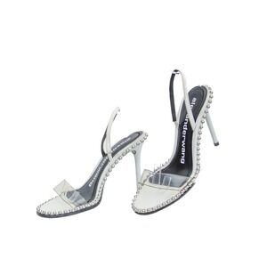 Alexander Wang Nova PVC Studded Slingback Sandals Heels White Size 38 US 8